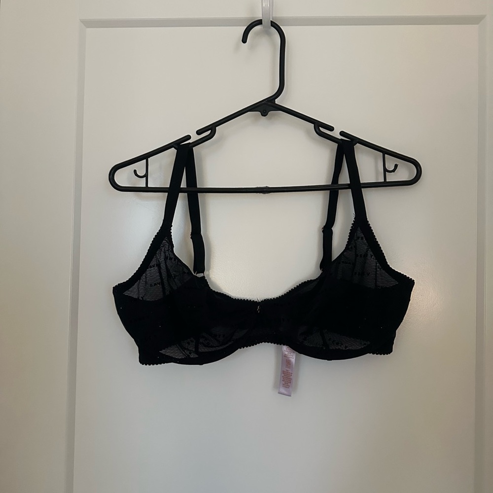 Savage X Fenty Black Sheer Bra with sparkle detail- 36DDD